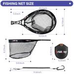 BriskJoy Fly Fishing Net – Foldable Trout Net for Tenkara, Kayak & Wading, Ultralight Hiking & Backpacking Landing Net with Rubber Coated Mesh for Catch and Release, Includes Storage Bag & Lanyard