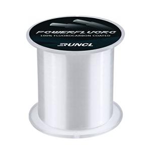 RUNCL Fluorocarbon Fishing Line, PowerFluoro Clear Ice Fishing Leader Line - Virtually Invisible, Faster Sinking, Extra Sensitivity, 300/500/1000yds, 5-32lb Break Strength, Fishing Gifts