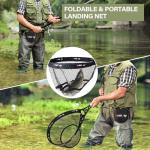 BriskJoy Fly Fishing Net – Foldable Trout Net for Tenkara, Kayak & Wading, Ultralight Hiking & Backpacking Landing Net with Rubber Coated Mesh for Catch and Release, Includes Storage Bag & Lanyard