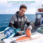 Seesii Cordless Electric Fillet Knife with 4 Blades, High Speed Rechargeble Filet Knife for Fish, Non-Slip Grip, Safety Lock, Storage Bag Complete Kit for Filleting and Meat Slicing