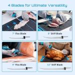 Seesii Cordless Electric Fillet Knife with 4 Blades, High Speed Rechargeble Filet Knife for Fish, Non-Slip Grip, Safety Lock, Storage Bag Complete Kit for Filleting and Meat Slicing