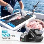 Seesii Cordless Electric Fillet Knife with 4 Blades, High Speed Rechargeble Filet Knife for Fish, Non-Slip Grip, Safety Lock, Storage Bag Complete Kit for Filleting and Meat Slicing