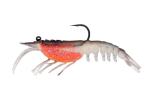 Nomad Design Live Ops Tideline Shrimp 4.25” Pre-Rigged Soft Bait Lure, 1/2 oz Weighted Shrimp with BKK Hook, Reactor-UV with Tracer Scent, Brown Flasher (2-Pack), for Snook & Redfish