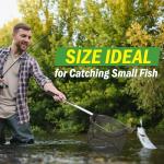 8-Inch Fishing Net - Lightweight Aluminum, Steel, and Nylon Bait Net for Catch and Release or Sport Fishing in Salt and Freshwater by Wakeman