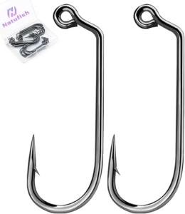 Natufish 60 Degree Jig Hooks 25Pcs Inline Jig Hook,Fishing Long Shank Hooks for Lure Making,Suitable for Freshwater and Saltwater Fishing 4/0