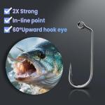 Natufish 60 Degree Jig Hooks 25Pcs Inline Jig Hook,Fishing Long Shank Hooks for Lure Making,Suitable for Freshwater and Saltwater Fishing 4/0