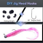 Natufish 60 Degree Jig Hooks 25Pcs Inline Jig Hook,Fishing Long Shank Hooks for Lure Making,Suitable for Freshwater and Saltwater Fishing 4/0