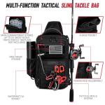 oinitiry Fishing Sling Bag, Fishing Bag With Rod Holder Fixed Stickers, MOLLE System, Soft Bait & Gear Storage, Gift for Men Black