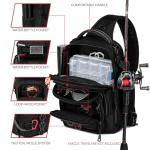 oinitiry Fishing Sling Bag, Fishing Bag With Rod Holder Fixed Stickers, MOLLE System, Soft Bait & Gear Storage, Gift for Men Black