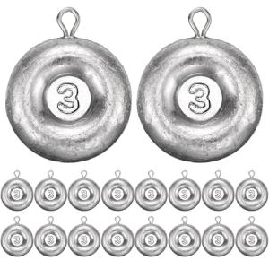 Shimeyao 18 Pieces Disc Sinkers Fishing Weights No Roll Disc Fishing Sinkers Weights for Saltwater Trolling Surf Tackle(3oz)
