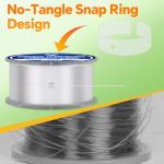POWJOY 20lb Clear Monofilament Fishing Line 600Yds for Freshwater & Saltwater - No-Tangle Snap Ring Design, Low Stretch Nylon with Knot Instruction Cards, Invisible Mono String for Hanging Decorations