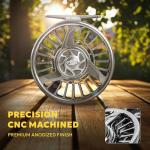 SF Premium SF005 Fly Fishing Reel Aircraft-Grade Aluminum 5/6/7 WT Dust-Proof Sealed Drag Free Reel Case Perfect for Trout & Bass with Protective Reel Bag