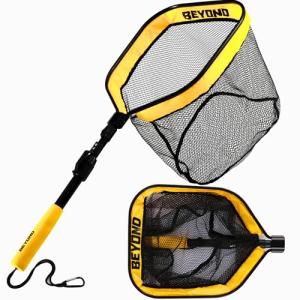 Beyond Braid Floating Fishing Net with Handle – Folding Fishing Net for Easy Storage – Telescopic Landing Net for Bass, Trout, Kayak & Boat Fishing – Durable, Lightweight & Fish Friendly