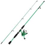 Fiberglass Fishing Rod – Portable 2-Piece Medium Action 65-Inch Pole with Size 20 Spinning Reel for Lake Fishing by Wakeman (Emerald Green)