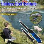 SYMI SMMR 2-Piece Fish Fillet Knife Set, 5-Inch and 7-Inch Stainless Steel Fillet Knives with Sharpener, Non-Slip Handles, Fish Cleaning Knives for Fishing, Camping, and Outdoor Cooking, Red & Blue