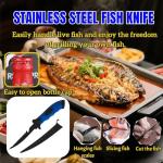 SYMI SMMR 2-Piece Fish Fillet Knife Set, 5-Inch and 7-Inch Stainless Steel Fillet Knives with Sharpener, Non-Slip Handles, Fish Cleaning Knives for Fishing, Camping, and Outdoor Cooking, Red & Blue