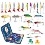 24-Piece Fishing Lure Kit Tackle Box Set - Premium Bass Lures Variety Pack with Poppers, Minnows, Frogs & Soft Baits - Freshwater Saltwater Gift for Men Dad Husband
