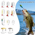 24-Piece Fishing Lure Kit Tackle Box Set - Premium Bass Lures Variety Pack with Poppers, Minnows, Frogs & Soft Baits - Freshwater Saltwater Gift for Men Dad Husband