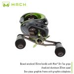 Lew's Mach 2 Baitcast Reel, 9+1 Stainless Steel Ball Bearings, 7.5:1 Gear Ratio, Right-Hand Retrieve, Black/Green