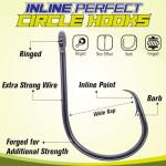 LURELINK-Inline-Circle-Hooks-Saltwater-for-Catfish-Bass-Octopus-Hooks-Fishing-Hook-Freshwater 50 Pack (5/0 50-Pack, Black)