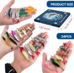 24-Piece Fishing Lure Kit Tackle Box Set - Premium Bass Lures Variety Pack with Poppers, Minnows, Frogs & Soft Baits - Freshwater Saltwater Gift for Men Dad Husband