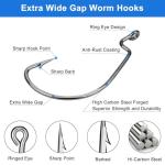 80PCS High Carbon Steel Bass Fishing Hooks, Weedless Worm Hooks, Wide Gap Hook, Gear for Catfish, Trout, Bass, Octopus, Freshwater & Saltwater Fishing Kit #1 1/0 2/0 3/0 4/0