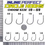LURELINK-Inline-Circle-Hooks-Saltwater-for-Catfish-Bass-Octopus-Hooks-Fishing-Hook-Freshwater 50 Pack (5/0 50-Pack, Black)
