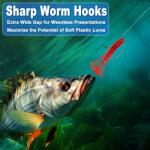 80PCS High Carbon Steel Bass Fishing Hooks, Weedless Worm Hooks, Wide Gap Hook, Gear for Catfish, Trout, Bass, Octopus, Freshwater & Saltwater Fishing Kit #1 1/0 2/0 3/0 4/0