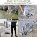 Drasry Saltwater American Fishing Cast Net 3/8inch Mesh Size for Bait Shrimp Trap Fish Heavy Duty Sinkers Throw Net 3FT to 12FT Radius 3FT Radius