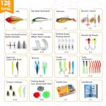 PLUSINNO Fishing Lures, 128Pcs All-in-One Fishing Tackle Box with Step-by-Step Handbook, Fishing Gear & Bait Accessories Kit for Freshwater Bass, Ideal Fishing Gifts for Men, Father & Beginners