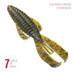 Strike King Rage Bug Fishing Lure, Soft Plastic Craw, Green Pumpkin, 4-Inches, 7-Pack