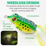CASTSTRIKE Topwater Frog Lures for Bass Fishing, 5 Pack Soft Hollow Body Weedless Frog Bait, Realistic Swimming Action, High Hookup, Crankbait for Freshwater Fishing, Includes Tackle Box(2.1in)