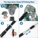 Triangular Fishing Net with Telescoping Pole Handle, Fishing Landing Net for Fishing & Camping, Handle Extend 18-36 Inches