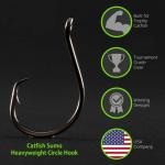 Heavyweight Catfish Hooks - Offset Octopus Circle Hooks - 25 Pack (8/0)