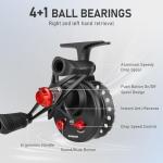 QualyQualy Ice Fishing Rod and Reel Combo 24 inch M/ML Inline Ice Fishing Combos 2 Different Tips for Walleye Perch Panfish and Trout, Left Hand