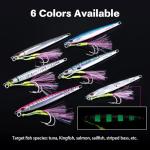 Goture Fishing Jigs,60g 80g 100g 150g Vertical Jig Saltwater Freshwater, Jig Fishing Lures with Double Assist Hooks, Speed Fast Fall Jigs Jigging Spoon Lures, Gifts for Men