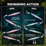 Goture Fishing Jigs,60g 80g 100g 150g Vertical Jig Saltwater Freshwater, Jig Fishing Lures with Double Assist Hooks, Speed Fast Fall Jigs Jigging Spoon Lures, Gifts for Men