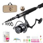 TRDTRD Telescopic Fishing Rod and Reel Combo-IM6 Carbon Fiber Collapsible Rod with Spinning Reel -CNC Spool, Waterproof - All-in-One Starter Kit with Tackle Box, Lures & Bag for Freshwater/Saltwater