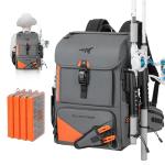 KastKing All Weather Fishing Tackle Backpack with 4 Waterproof Tackle Boxes & Removable Rod Holders,Waterproof ArmorShield Fabric Fishing Bag Storage Fishing Gear