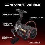 Handing M1 Elite Spinning Reels Freshwater Spinning Fishing Reel 8.82 Lbs Max Drag Slow Oscillation System Freshwater Fishing Reels Screw-in Handle 5.2:1 Gear Ratio 9+1 Stainless BB Size 1000