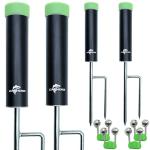 CASVEXO 4 Pack Fishing Rod Holder, Aluminum Fishing Pole Holder for Ground, Rod Holders for Bank Fishing, Double Spike Support, 4 Free Alarm Bells