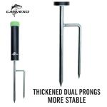 CASVEXO 4 Pack Fishing Rod Holder, Aluminum Fishing Pole Holder for Ground, Rod Holders for Bank Fishing, Double Spike Support, 4 Free Alarm Bells