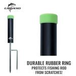 CASVEXO 4 Pack Fishing Rod Holder, Aluminum Fishing Pole Holder for Ground, Rod Holders for Bank Fishing, Double Spike Support, 4 Free Alarm Bells