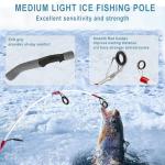 Generic 122Pcs Ice Fishing Rod Reel Combo, 24" Medium Light Ice Fishing Rod Kit with Ice Fishing Jigs, Lures for Trout, Walleye, Perch, Panfish Bluegill Crappie