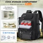 RAINSMORE 40L Fishing Backpack with Rod Holders & Cooler Compartment Water-Resistant Fishing Tackle Backpack with Rain Cover, Fits 4 x 3600 Boxes, Outdoor Gear Pack for Fishing & Camping