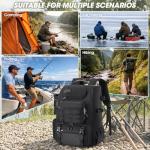 RAINSMORE 40L Fishing Backpack with Rod Holders & Cooler Compartment Water-Resistant Fishing Tackle Backpack with Rain Cover, Fits 4 x 3600 Boxes, Outdoor Gear Pack for Fishing & Camping