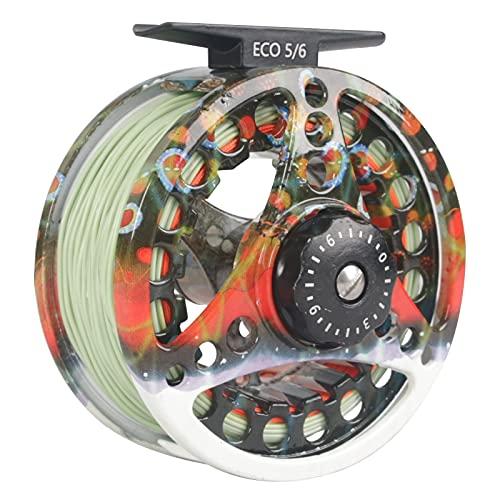 M MAXIMUMCATCH Maxcatch ECO Large Arbor Fly Fishing Reel (3/4wt 5/6wt 7/8wt) and Pre-Loaded Fly Reel with Line Combo (Brook Trout Fly Reel Loaded Moss Green Line, 3/4 Weight)