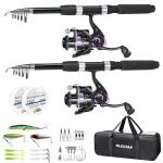 OLOLYAP Fishing Pole Combo 2PCS Telescopic Fishing Rod and Aluminum Reel Combos with Carrier Bag Sea Saltwater Freshwater Fishing Rod Reel Kits