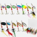 KINGFOREST 12pcs Fishing Lures Spinnerbait for Bass Trout Salmon Walleye Hard Metal Spinner Baits Kit with Tackle Box