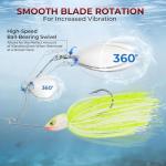 MadBite by KastKing Spinnerbait Fishing Lures, Clear Water Color Kits, 1/2 oz, Colorado & Willow, 4 pcs